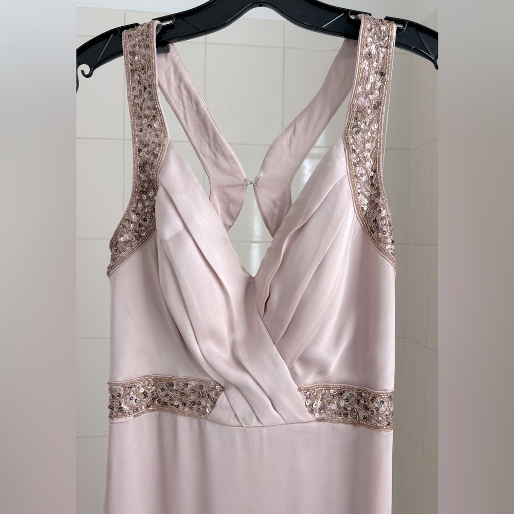 Aidan Mattox Blush Beaded Evening Gown 0 - Picture 3 of 5